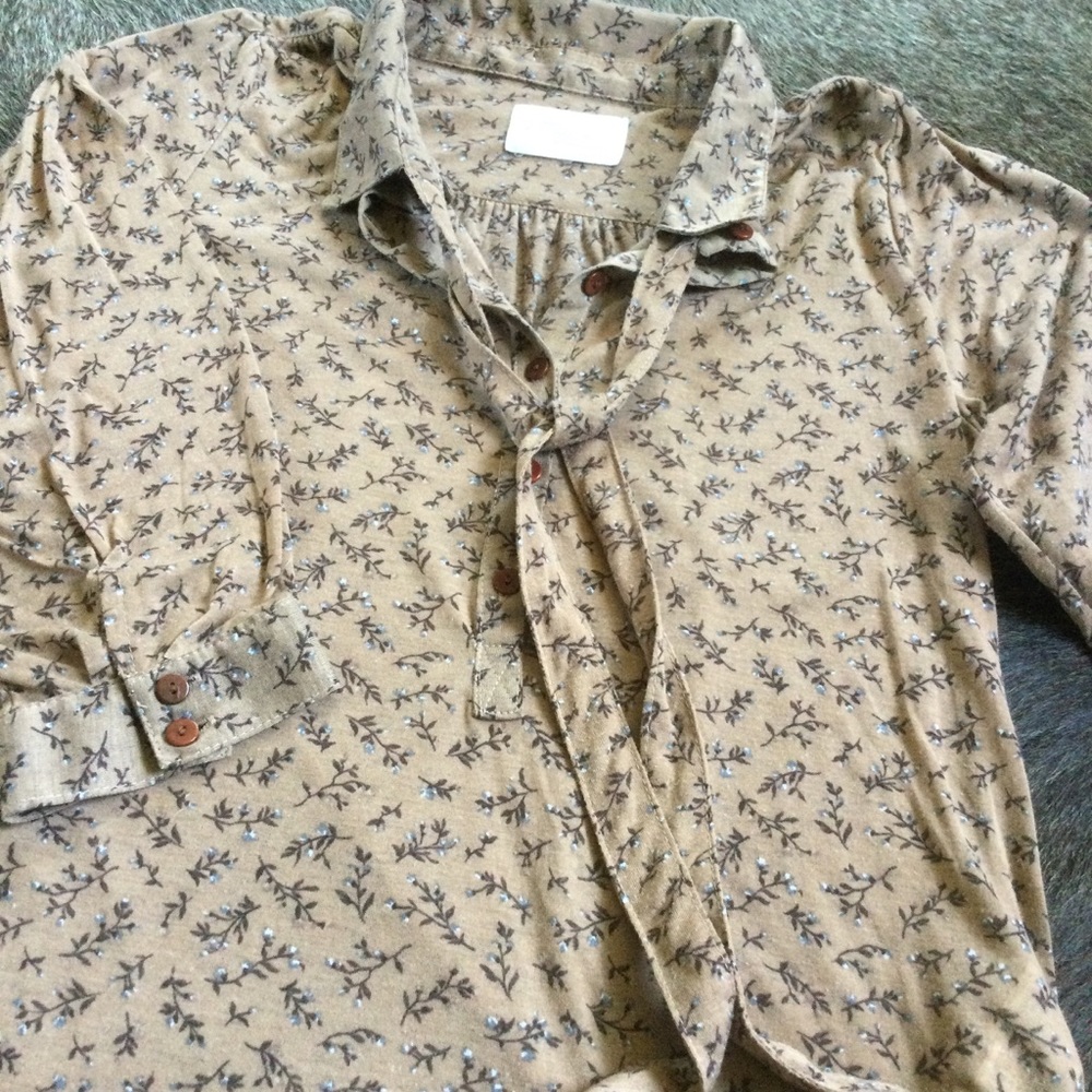 Zara Basic Brown Floral Peasant Blouse - image 3